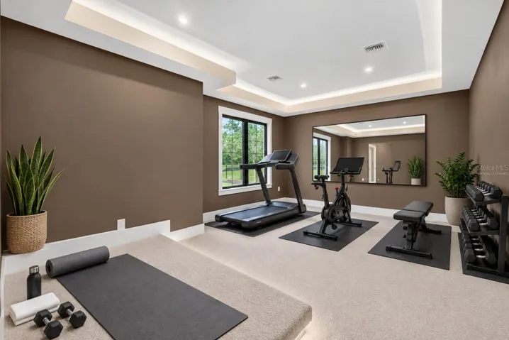 Virtually staged-exercise room or theater room
