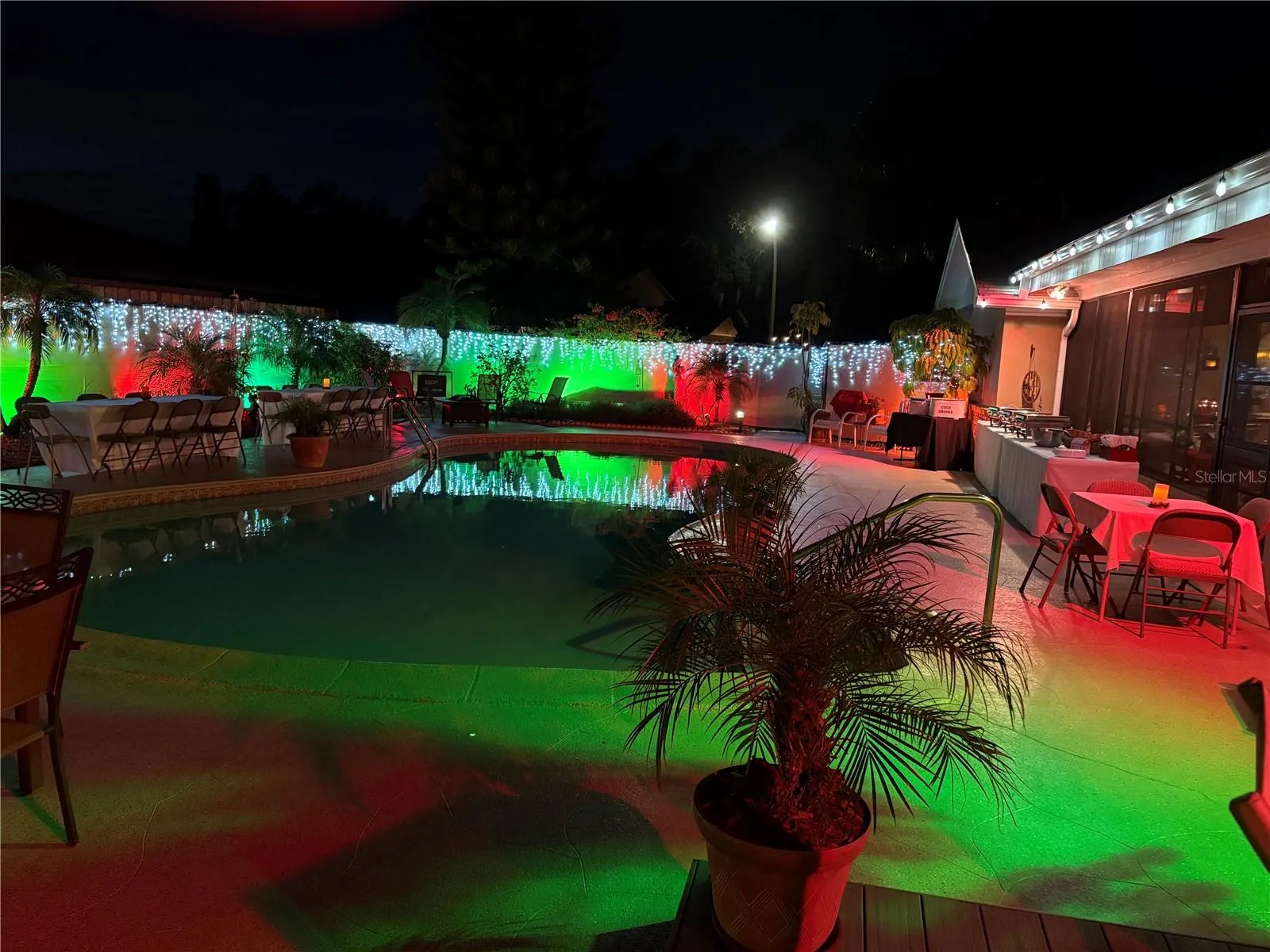 Night lights around pool