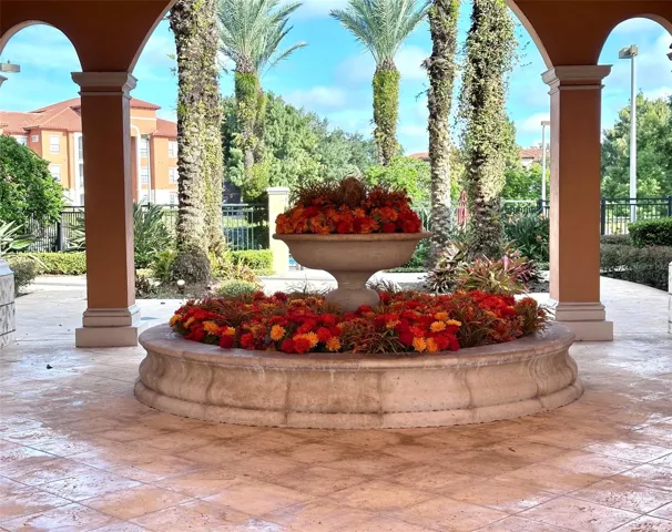 Flower Fountain in front of Clubhouse