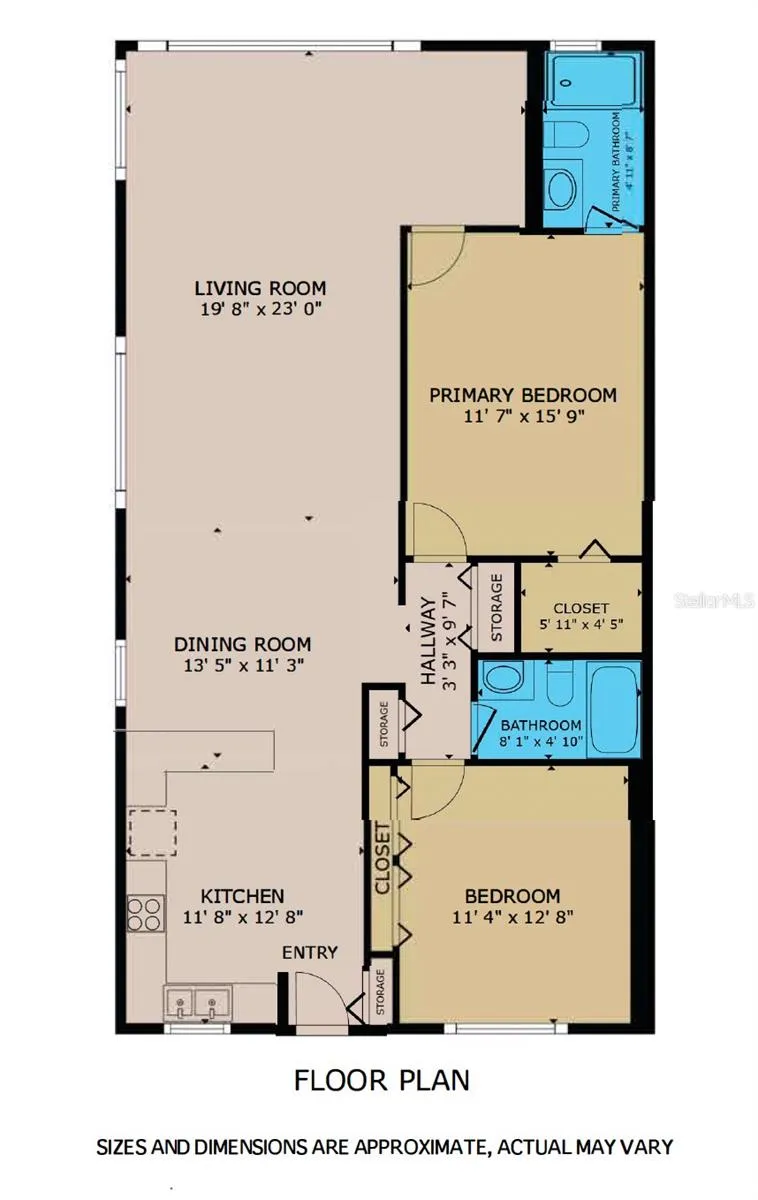 Spacious open concept layout - Total area 1,250 sq ft.