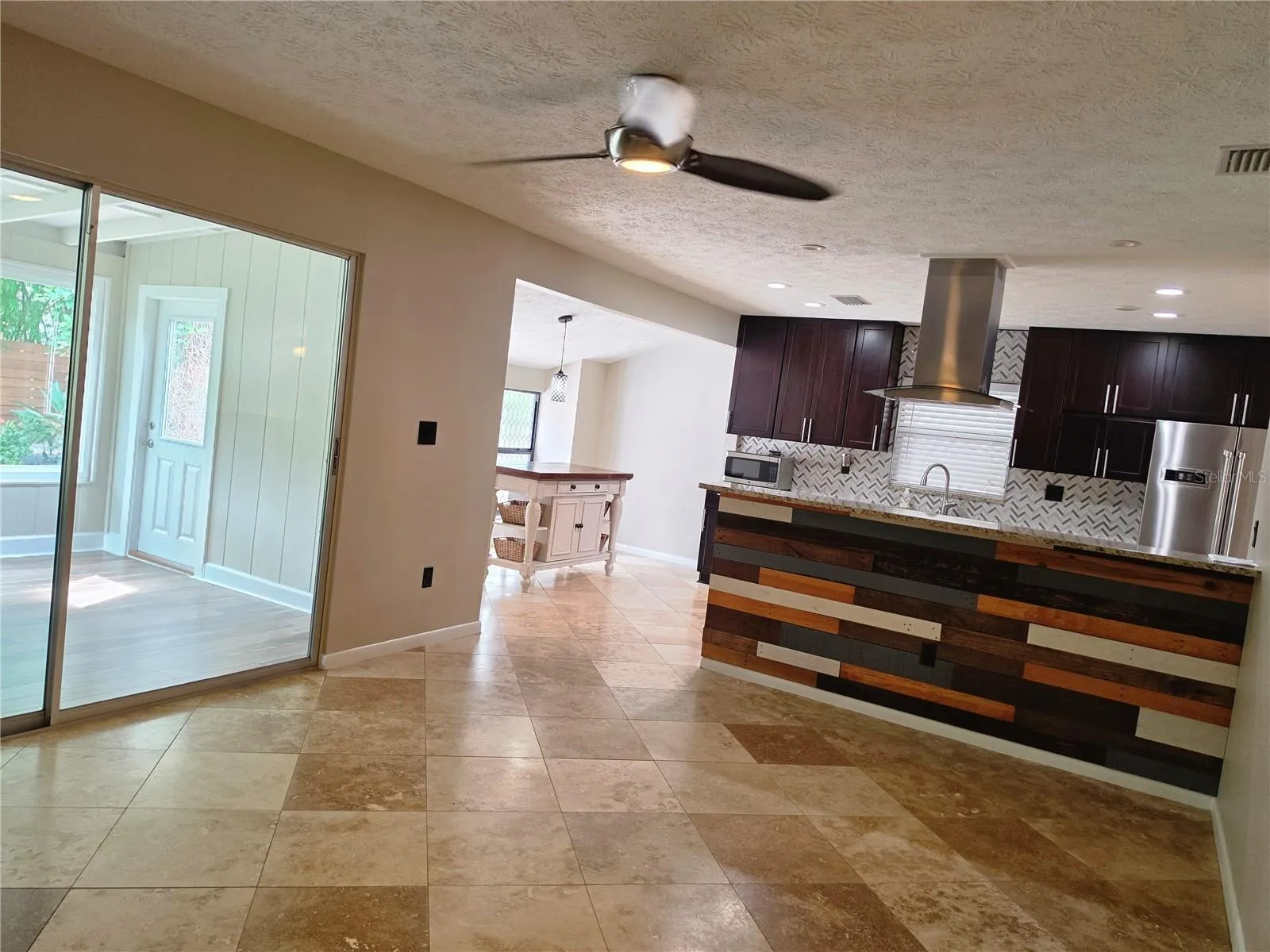Family room and kitchen