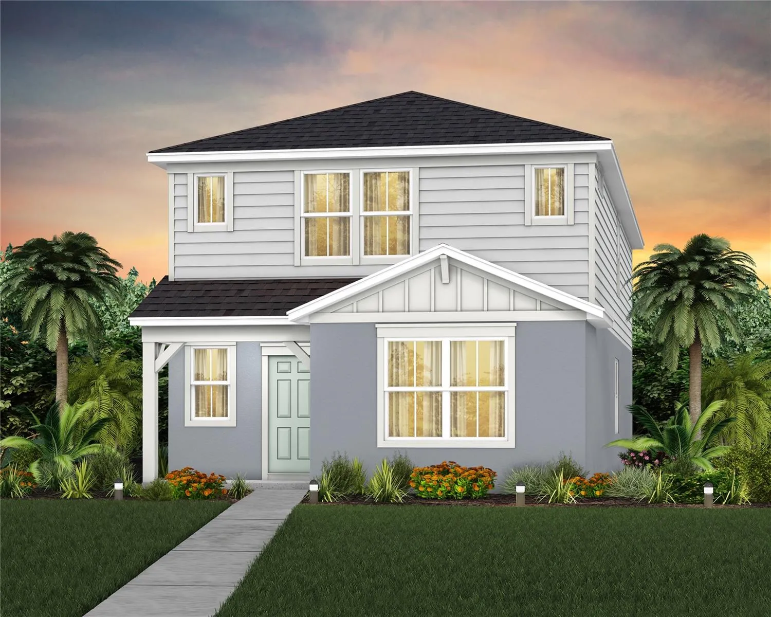 Exterior Design. Artistic rendering for this new construction home. Pictures are for illustrative purposes only. Elevations, colors and options may vary.