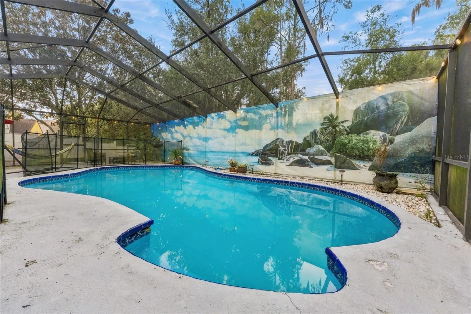 Large covered pool with plenty of privacy