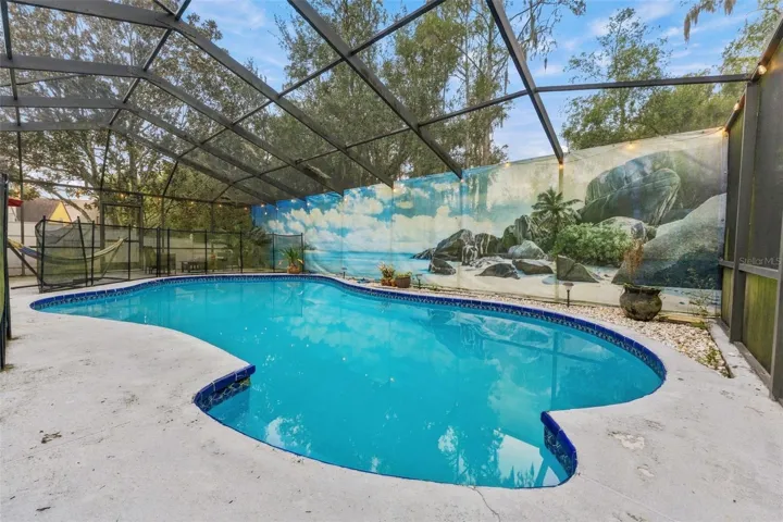 Large covered pool with plenty of privacy