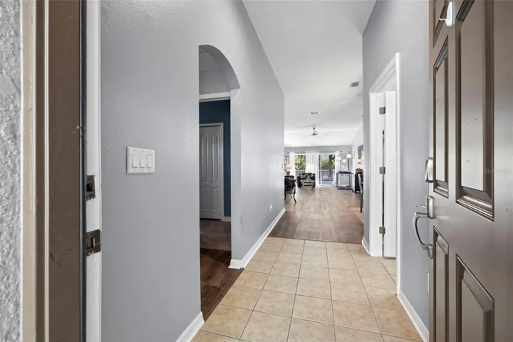 This split floor plan has two bedrooms that share a hall bath on the front side of the home.
