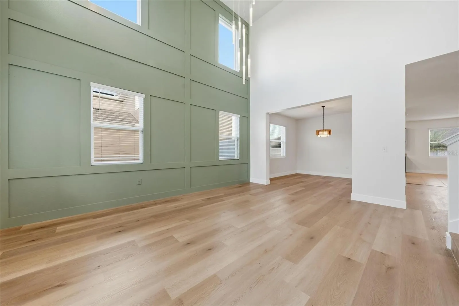 Custom paneled feature wall in the foyer