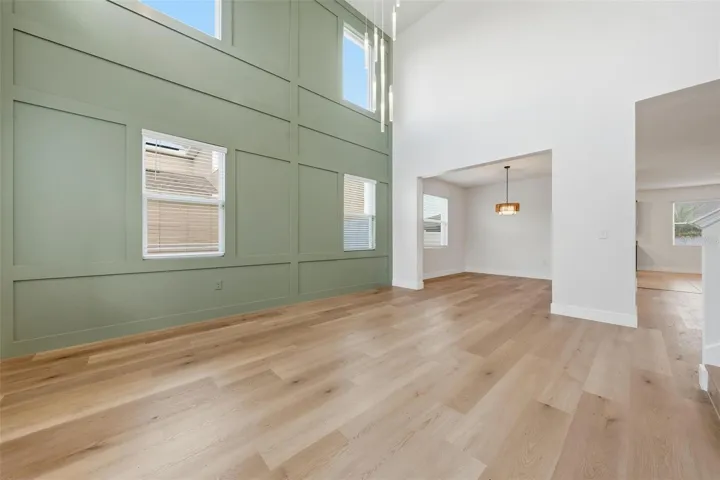 Custom paneled feature wall in the foyer