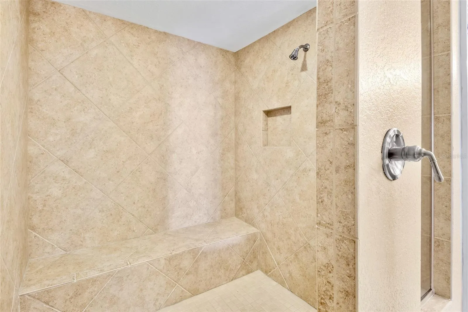 Large walk-in shower.