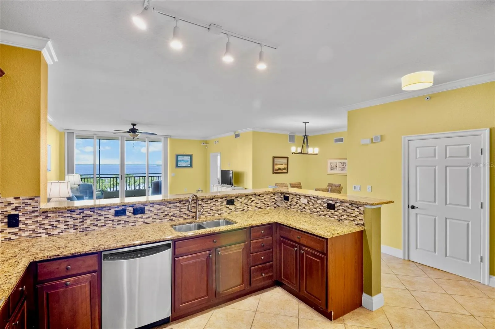 Your view from the kitchen. Beautiful views and great space for cooking and entertaining