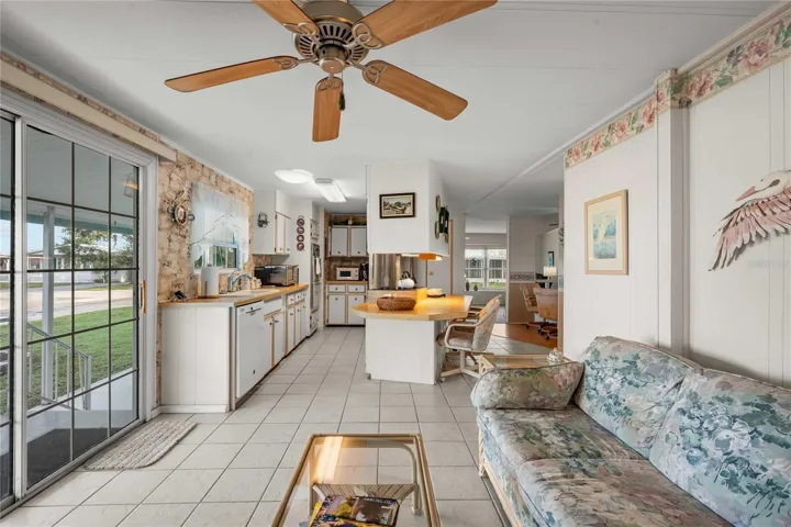 Tile flooring and ceiling fan!