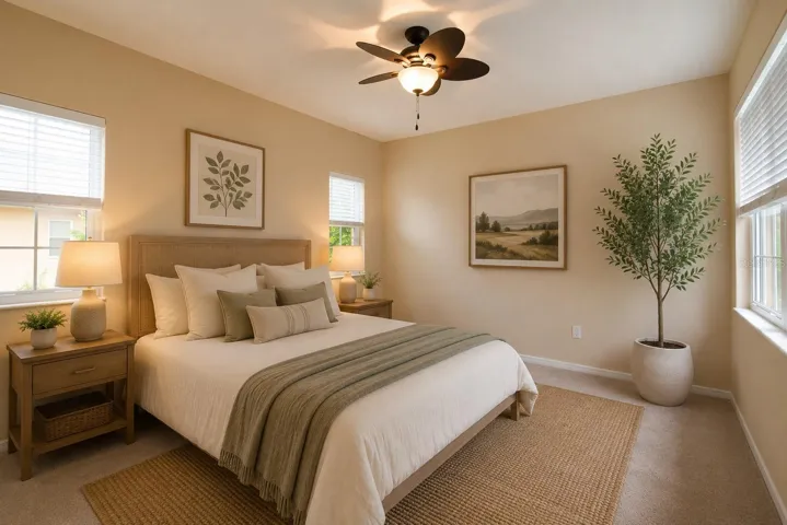 Bedroom two staged