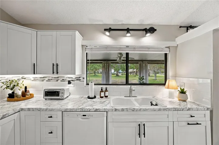 Kitchen facing patio