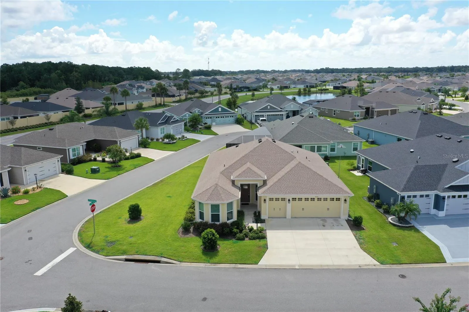 Front of the Home with View of Corner Lot