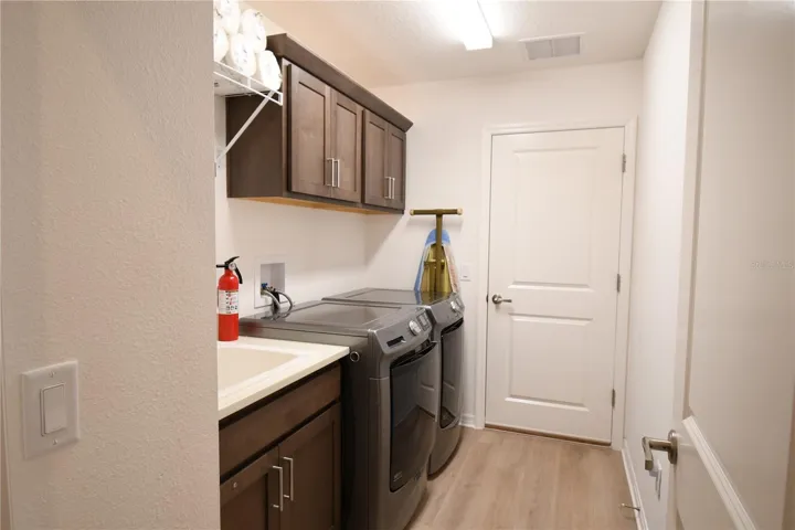 Laundry Room with Utility Sink and Added Cabinetry