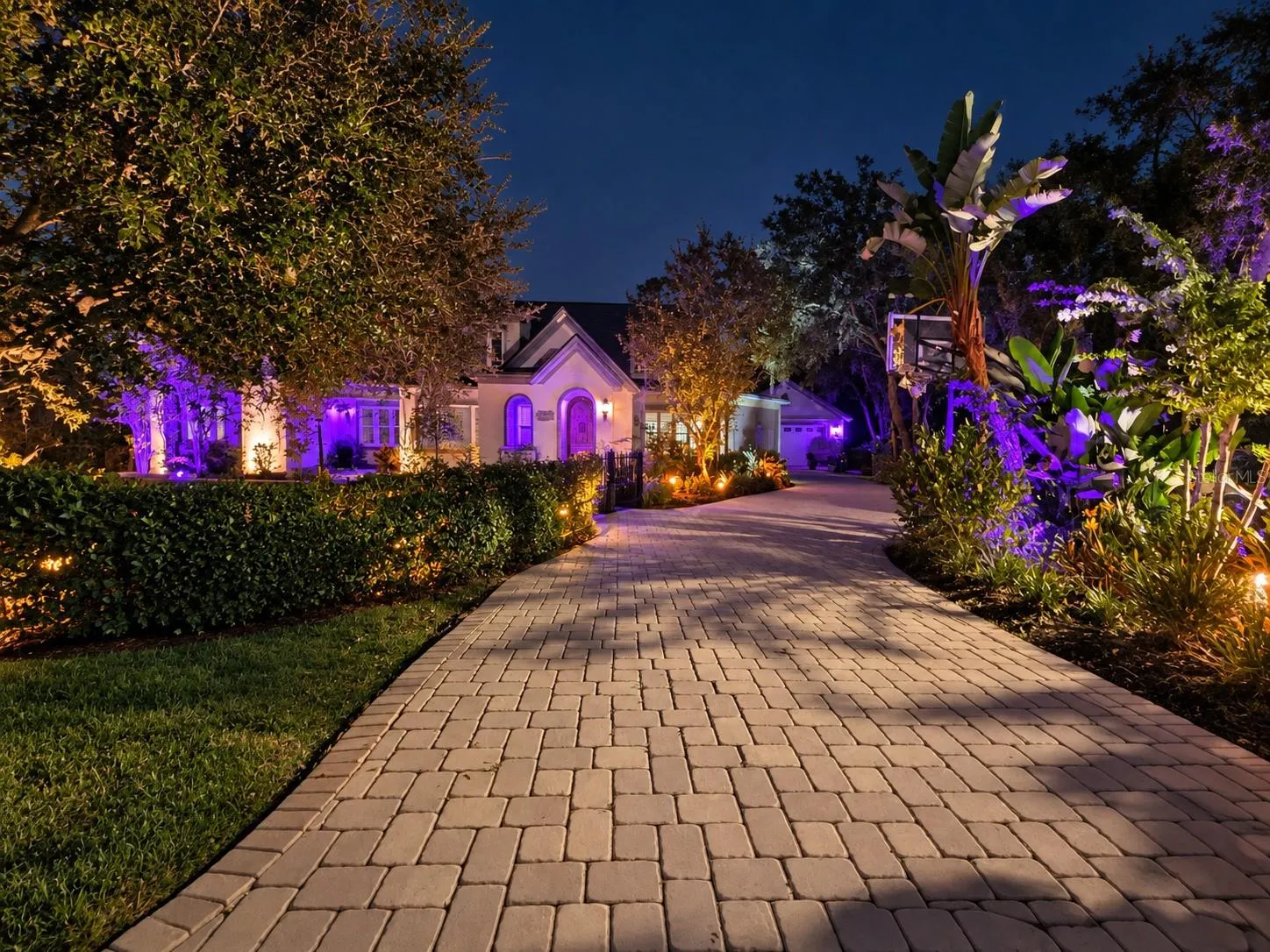 custom outdoor lighting in front and backyard as well as pool/hot tub and pool deck. Multiple colors to decorate for each season.