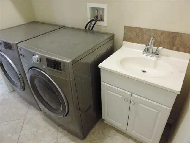 Laundry room with washer/dryer and sink