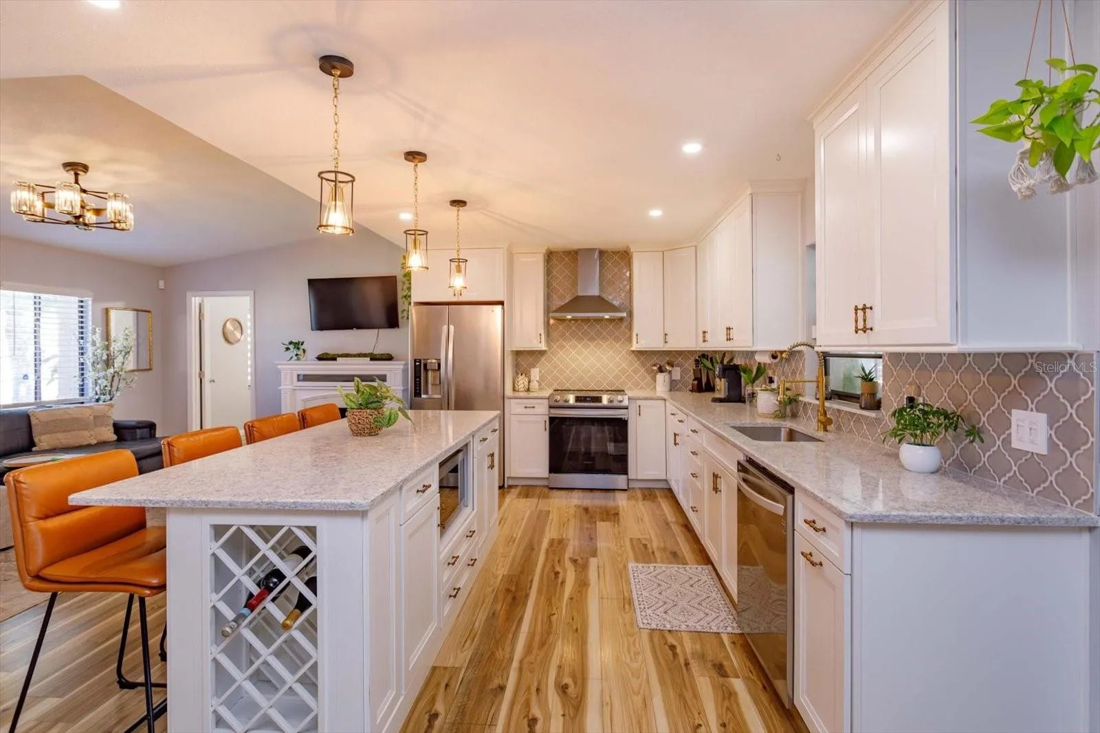 Great custom features like the wine rack and built in microwave