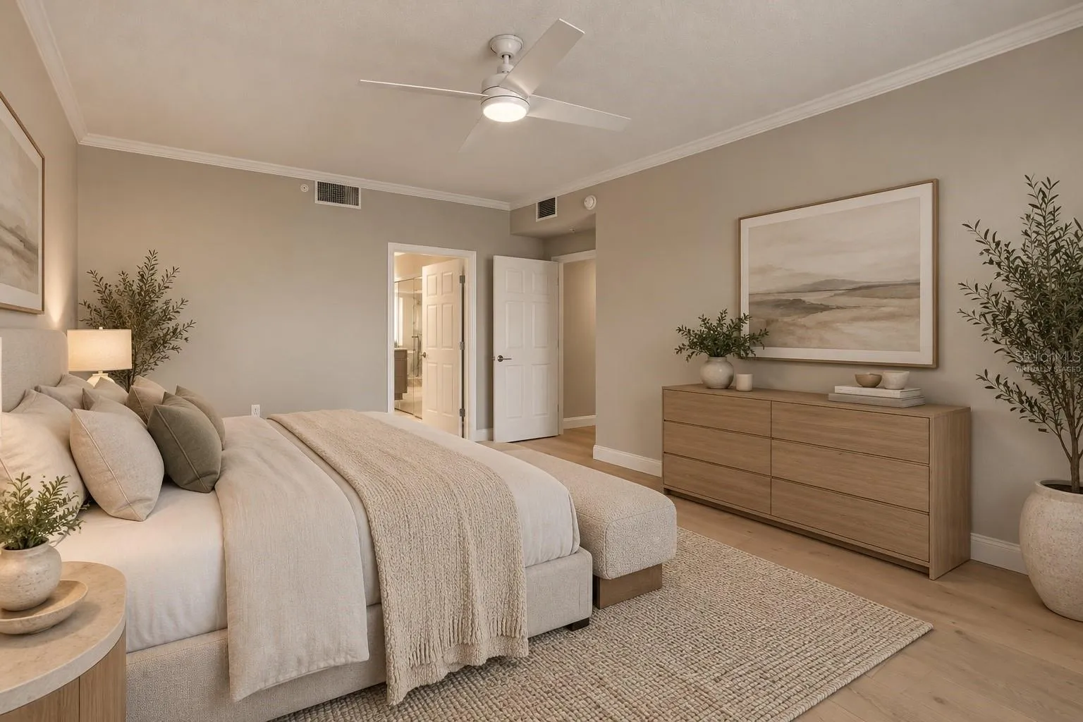 Virtually staged Primary bedroom