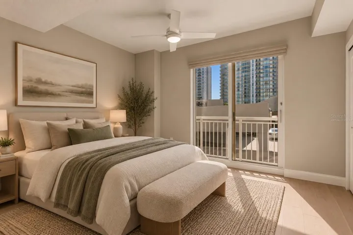 Virtually staged guest bedroom