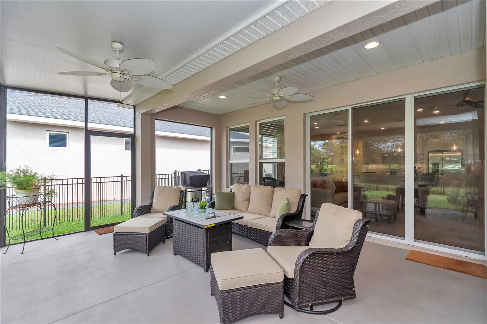 Extended and fully covered and screened lanai.