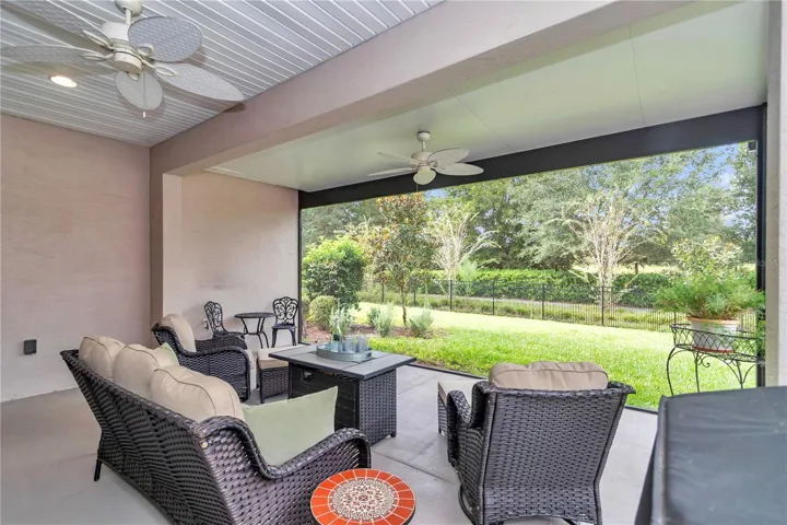 Extended and fully covered and screened lanai.
