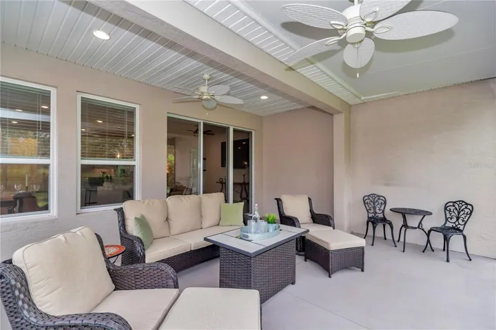 Extended and fully covered and screened lanai.