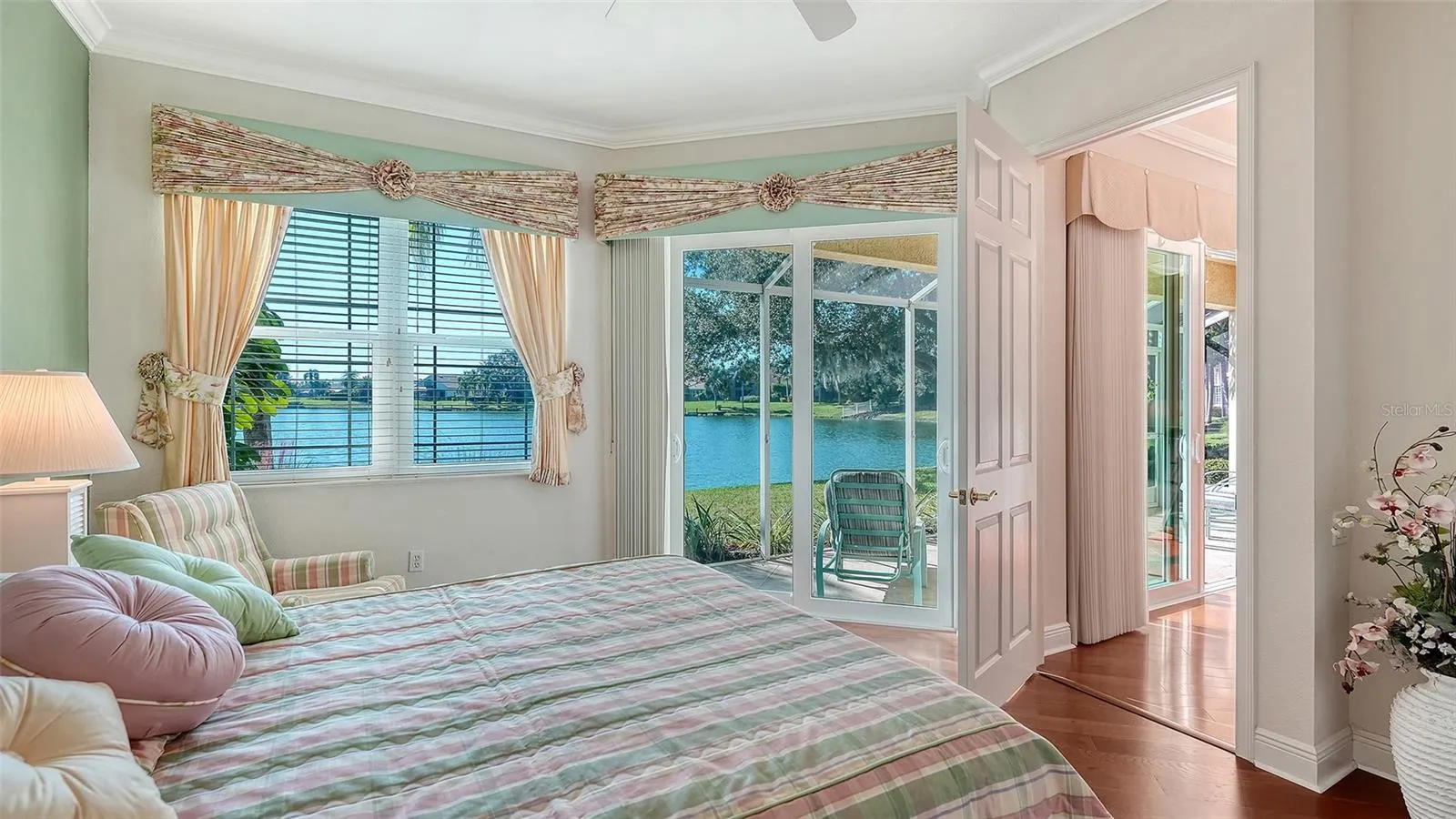 Master bedroom is positioned on the back of the unit to take advantage of the stunning lake views