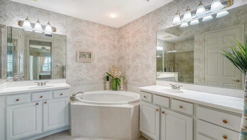 Master bathroom with double vanities