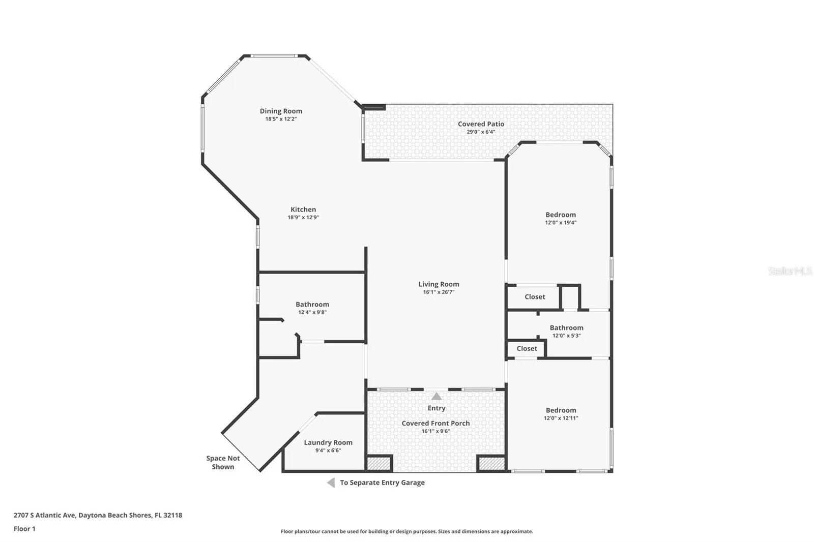 Master bedroom is the area not labeled front left of this image and measures 26x12.