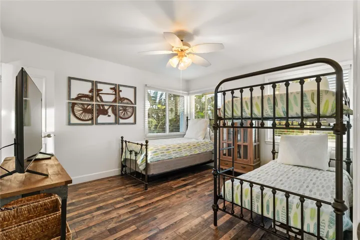 Bunk room with closet and access to updated jack and jill bathroom