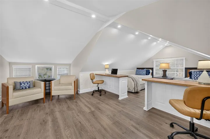 Sitting area and built in desks Loft area