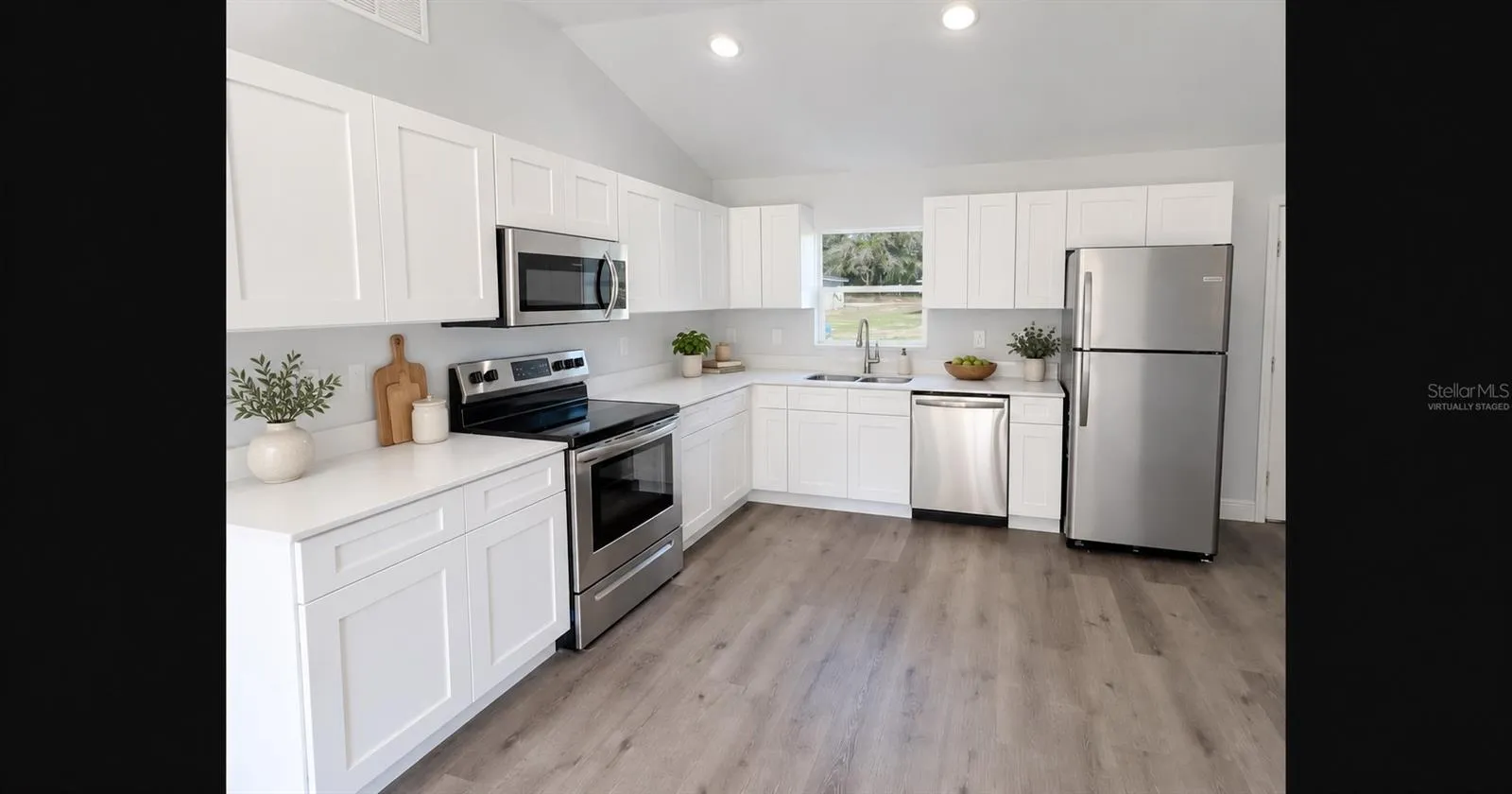 Virtually staged - modern kitchen.