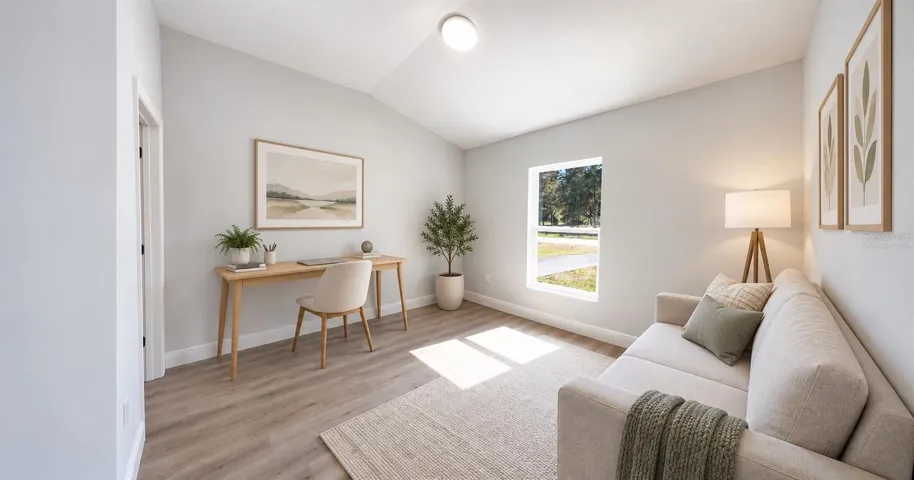 Virtually staged - office/flex room.