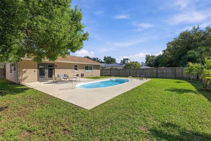 Large fenced backyard