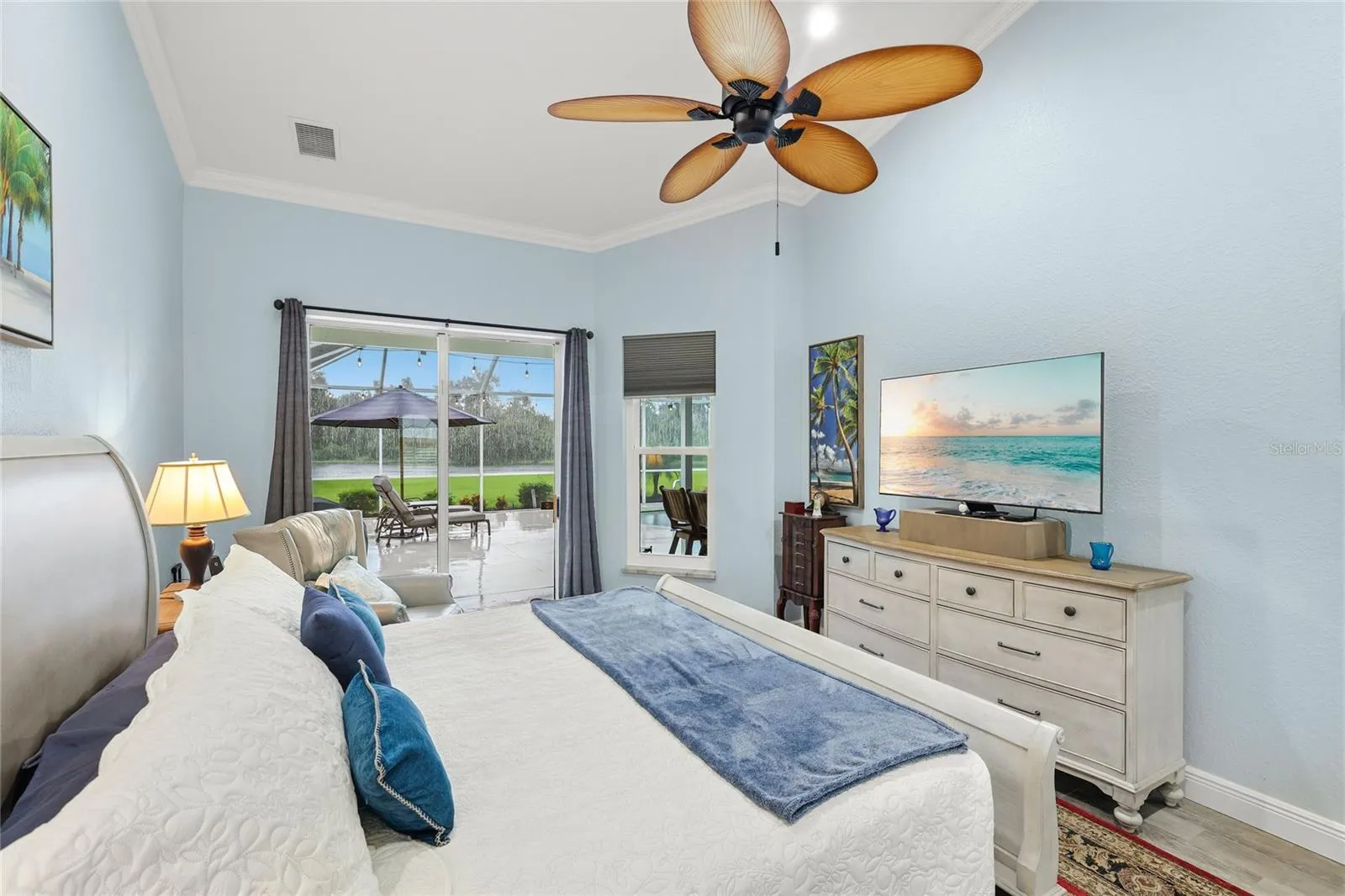 Enjoy waking to a poolside view with the lake in the background.