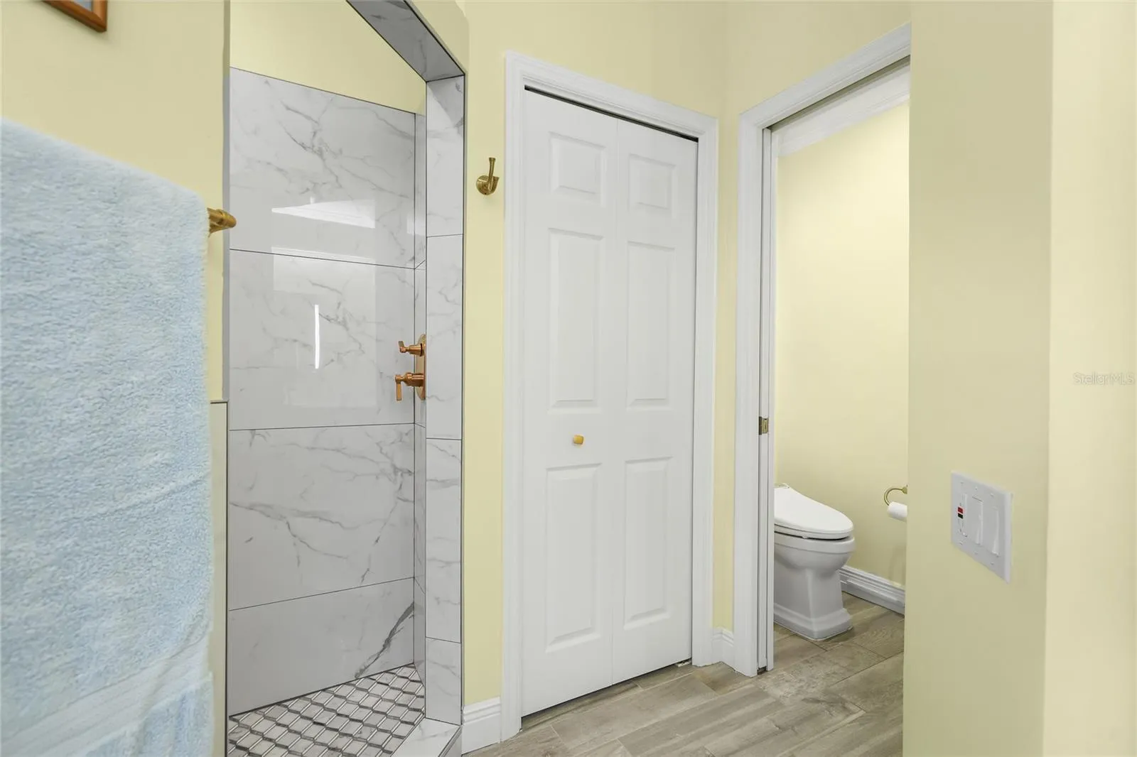 Primary bathroom walk-in shower and private water closet