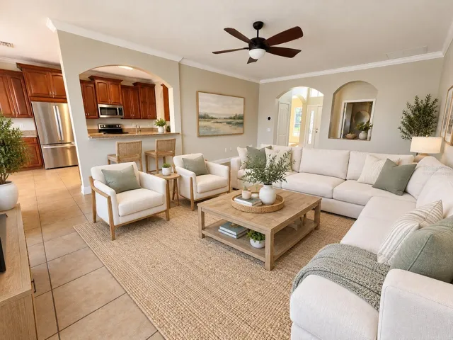 Virtually staged family room