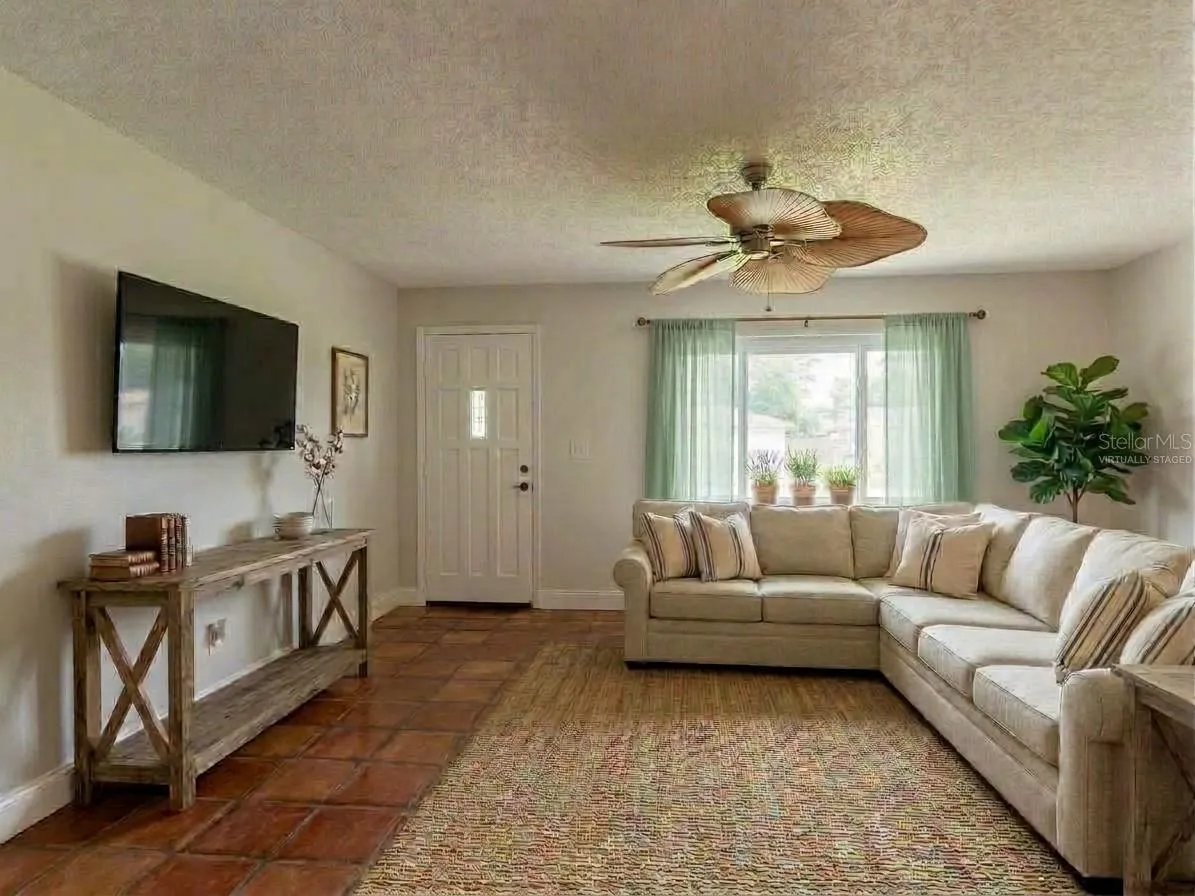 Virtually staged living room.
