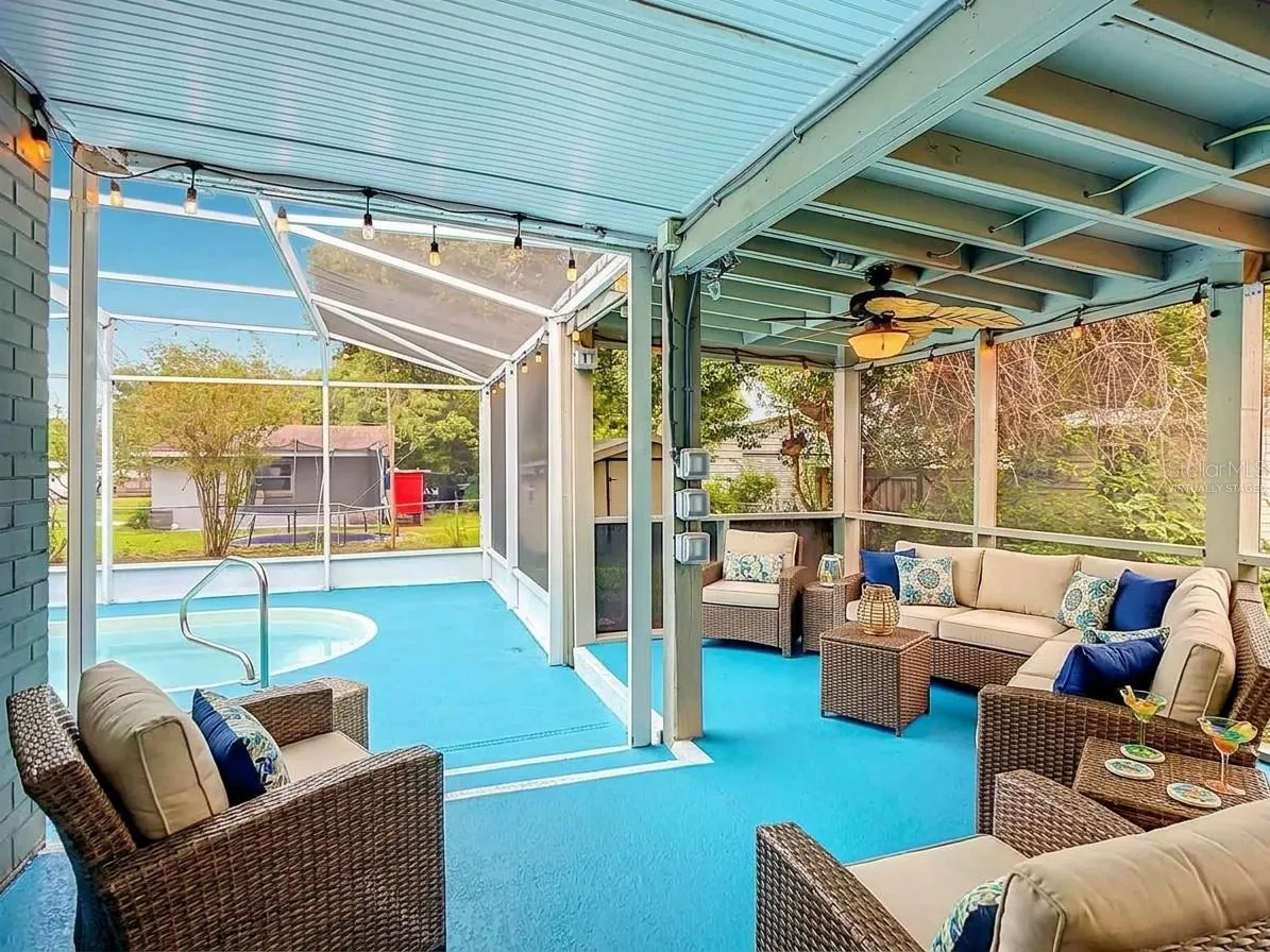 Virtually staged screen porch.
