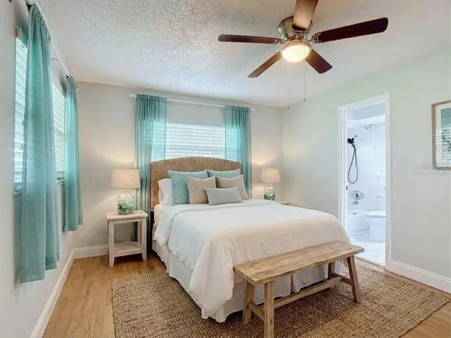 Virtually staged primary bedroom.