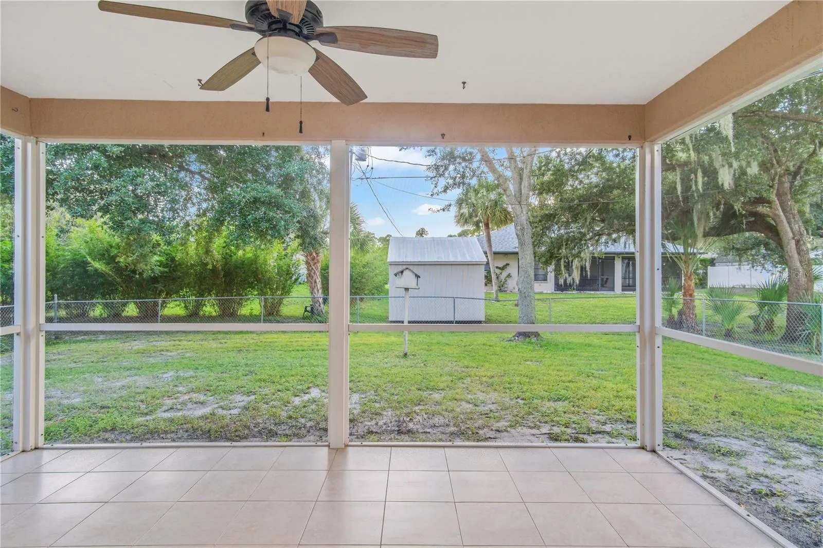 Patio overlooking backyard