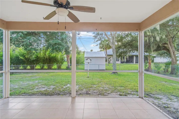Patio overlooking backyard