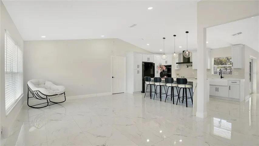 Living and dining area open to the kitchen