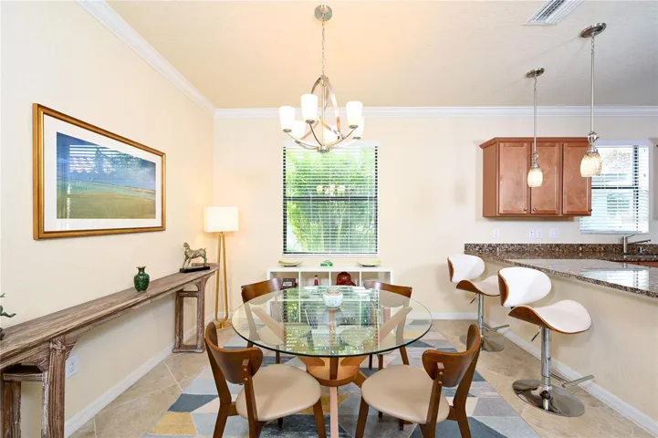 Dining area and breakfast bar