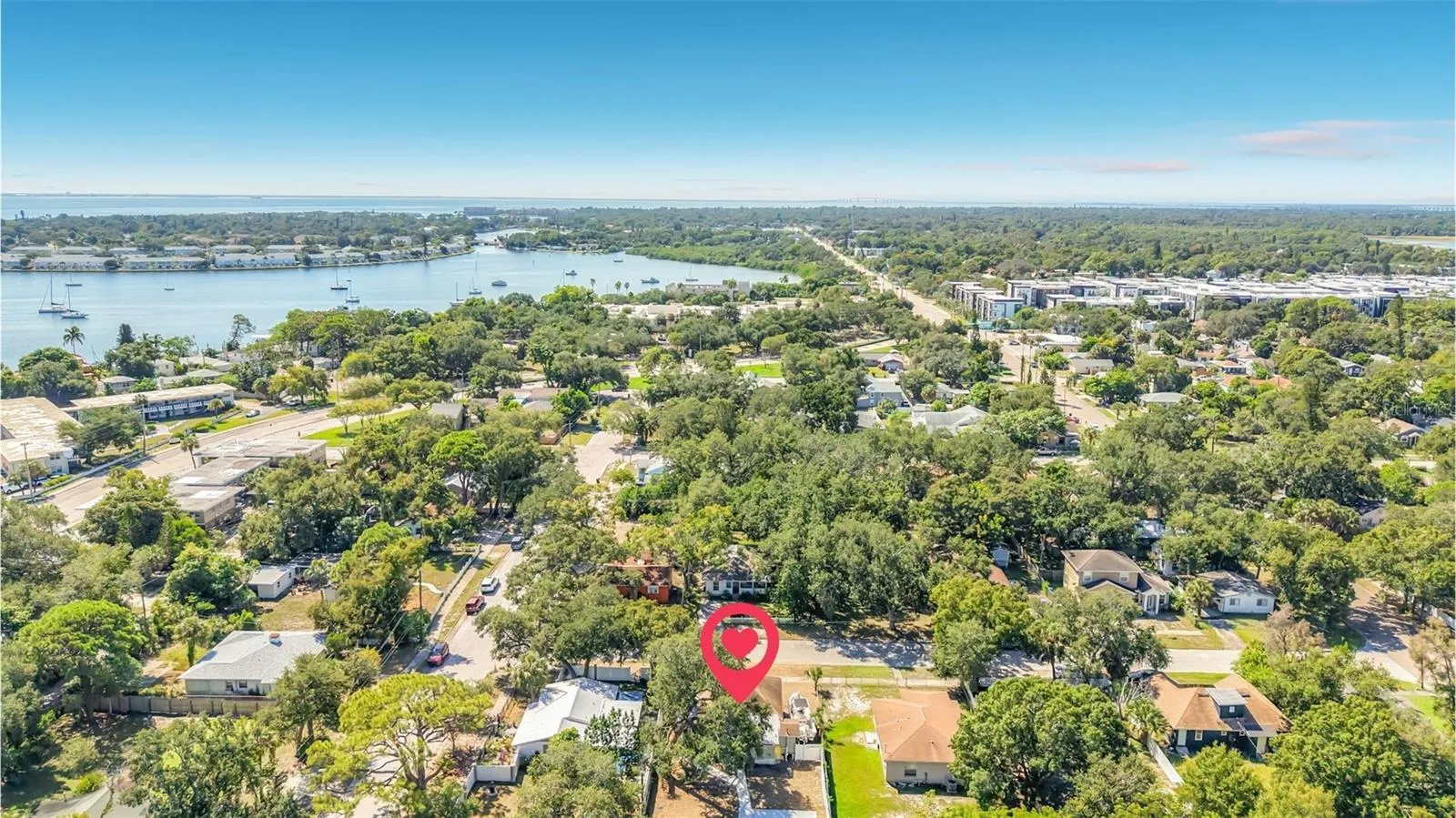 Aerial View towards Tampa Bay/Skyway Bridge