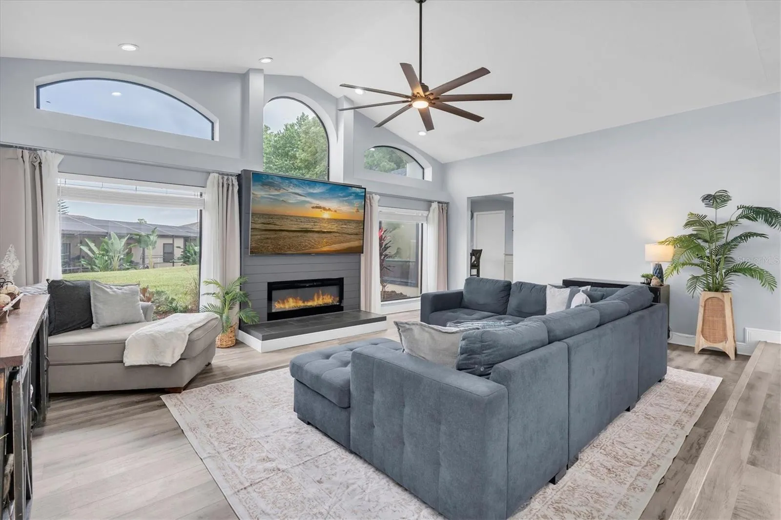 Sunken Living Room &amp; Floor-to-Ceiling Windows