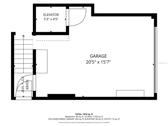 First floor garage with access to living area by stairs or elevator