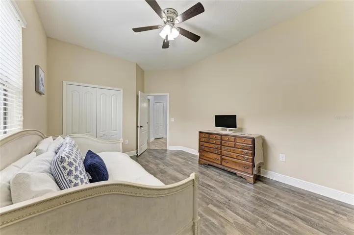 Guest bedroom with two closets