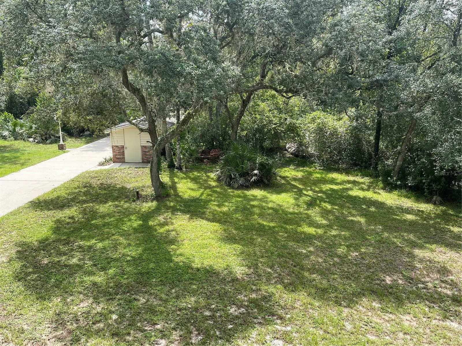 Yard, IN the distance is the well pump house and storage