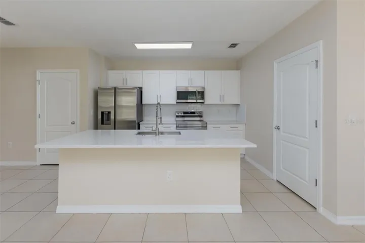 Island and cabinets